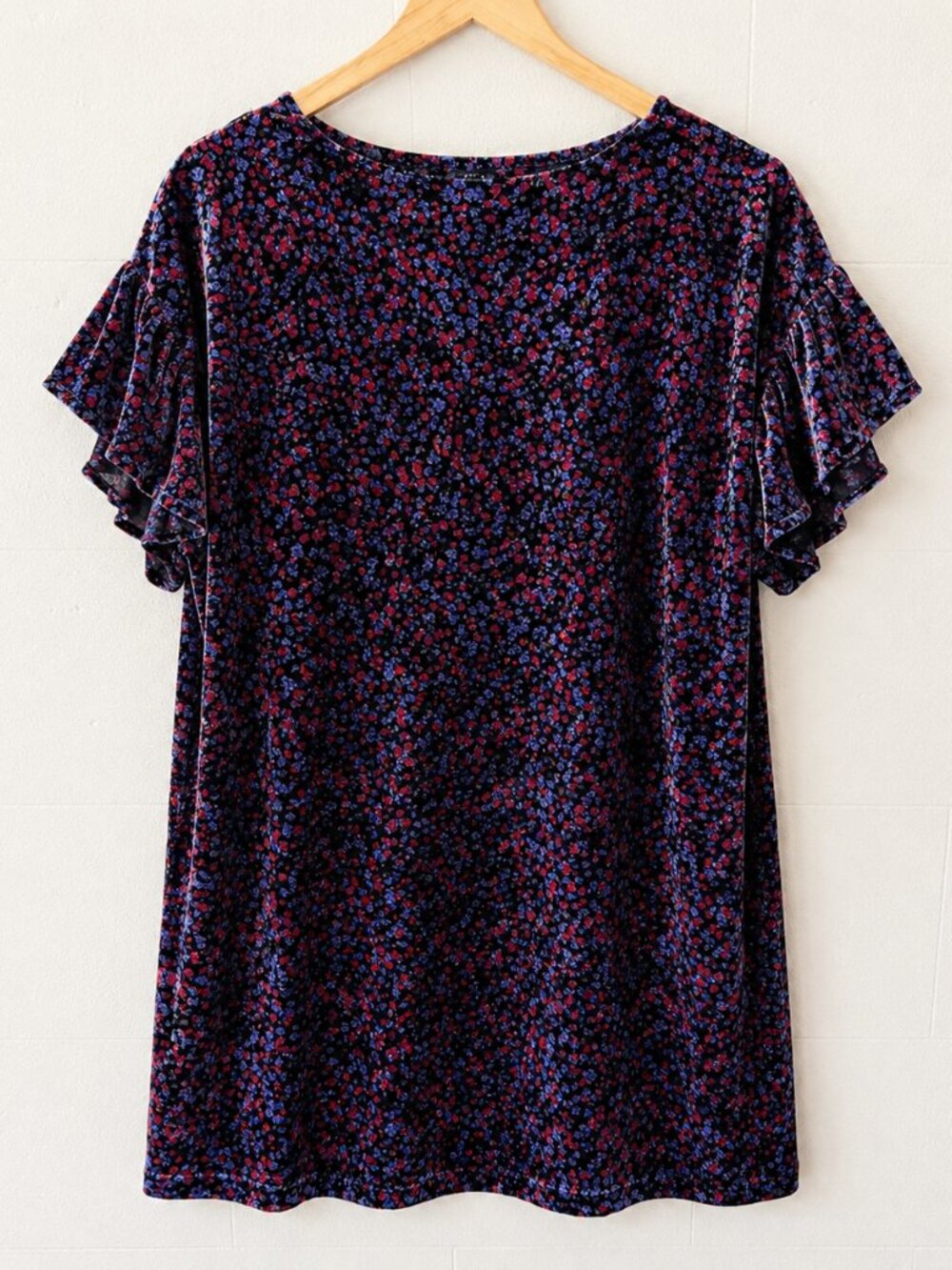 GAP | Romantic Velour Velvet Flutter Sleeve Micro Floral Mini Dress | Size Small